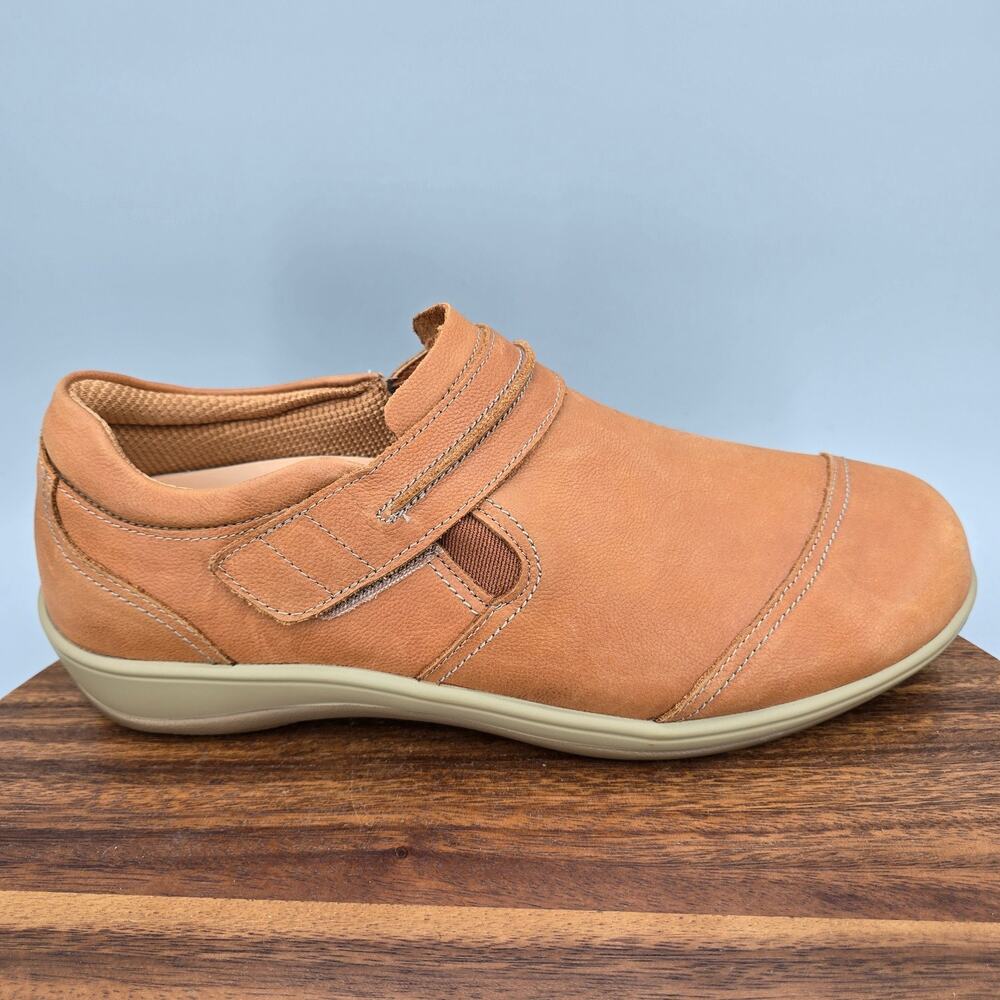 Orthofeet Shoes Womens 12 D Wide Brown Leather Strap Slip On Orthotic Walking